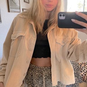 American Eagle Cream Corduroy Shacket.